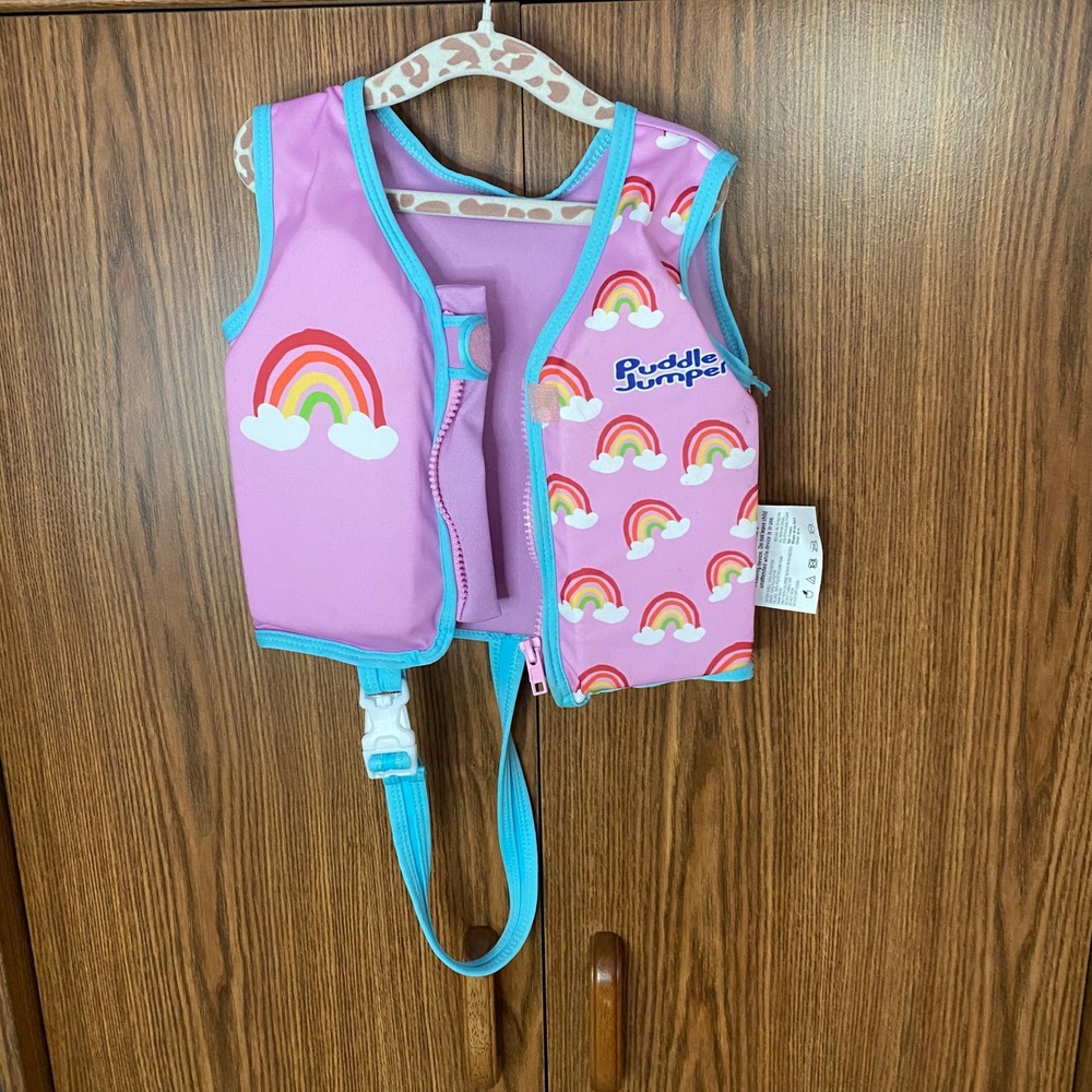 Bestway Puddle Jumper Swim Vest Kids 1+ Pink Rainbow Life Jacket 40lbs Max